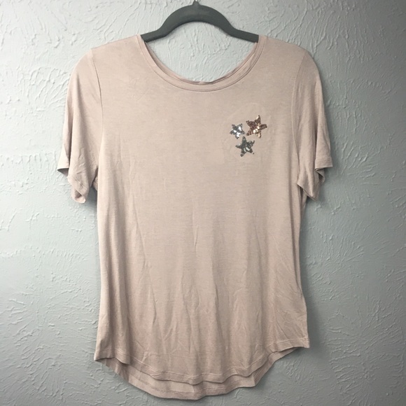 Old Navy Tops - Old Navy Mauve Tee w/Sequin Star Cluster Sz Small